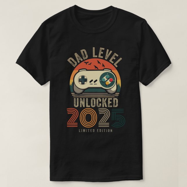 Vater Level Unlock 2025 Vater est 2025 Nach D T-Shirt (Design vorne)