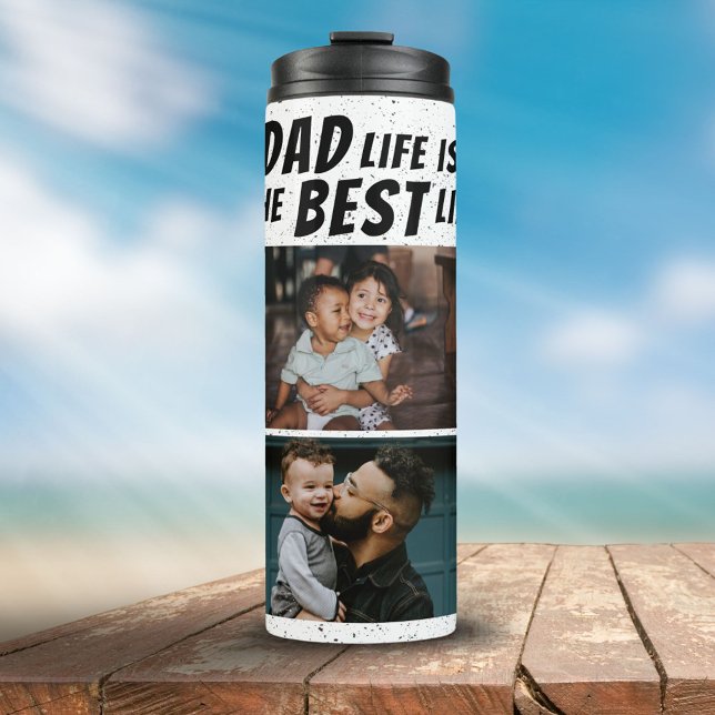 Vater Life ist das beste Leben 2 Fotos Vater Thermosbecher (Von Creator hochgeladen)