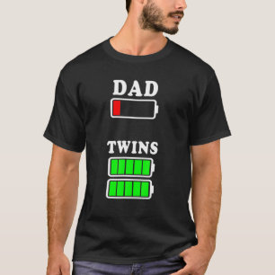 Vater Low Battery Twins Full Charge Funny Vathers  T-Shirt