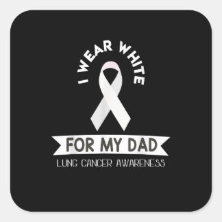 Vater Lungenkrebs Shirt Weißer Band Aufklärung Mon Quadratischer Aufkleber