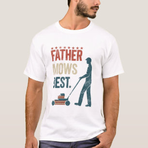 Vater mäht besten lustigen Rasenmäher Retro-Vater T-Shirt