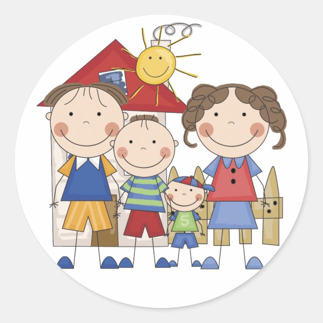 Vater, Mama, Große Brüder, Kleine Brüderfamilie Runder Aufkleber (Vorderseite)