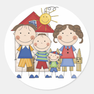 Vater, Mama, großer Bruder, kleiner Bruder-Famili Runder Aufkleber