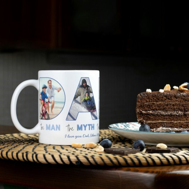VATER Man Myth Legend Foto Cutout Briefe Vater Kaffeetasse (Easily personalize this DAD mug with your photos and message for a unique Father's Day gift)
