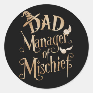 Vater-Manager von Mischief Magical Wizard Vathers Runder Aufkleber
