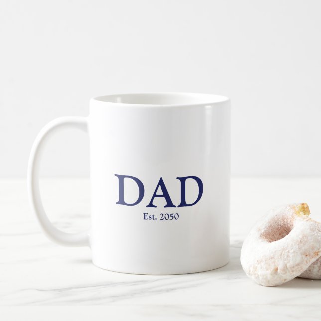 Vater Marineblau Weißes Datum niedlich Kaffeetasse (Mit Donut)
