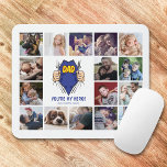Vater Mein Held 16 FotoCollage Mousepad<br><div class="desc">Personalisierte Väter tagsmäuse mit 16 Fotos,  ein Superheldenvater,  der das Wort "VATER" unter einem Shirt,  die Worte "du bist mein Held" und den Namen deiner Kinder offenbart.</div>