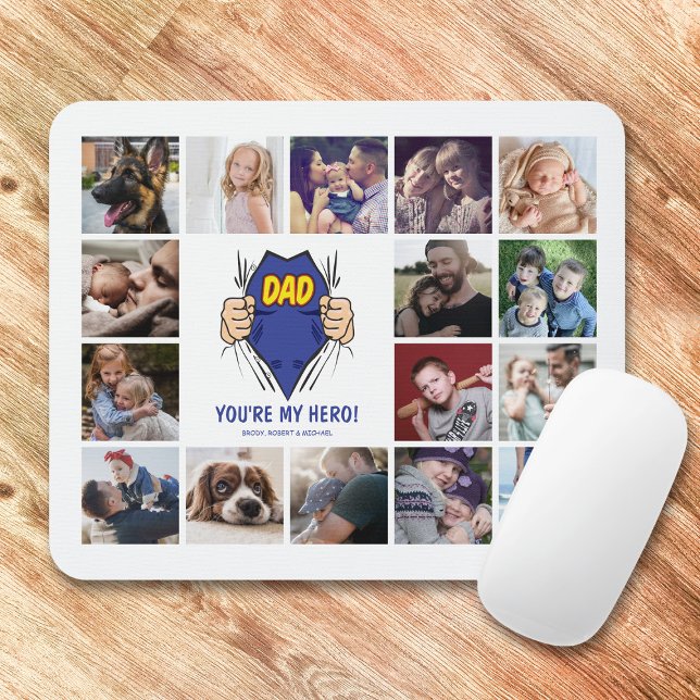 Vater Mein Held 16 FotoCollage Mousepad (Von Creator hochgeladen)