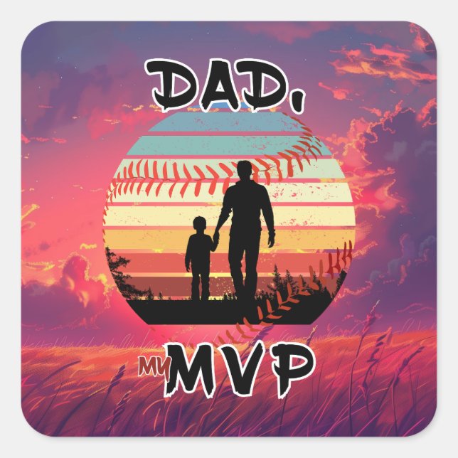 Vater, mein MVP - Junge und Vater Quadratischer Aufkleber (Vorderseite)