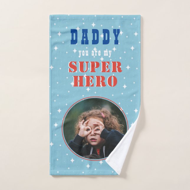 Vater mein Superhero Fun Foto Vathers Day Handtuch (Handtuch)