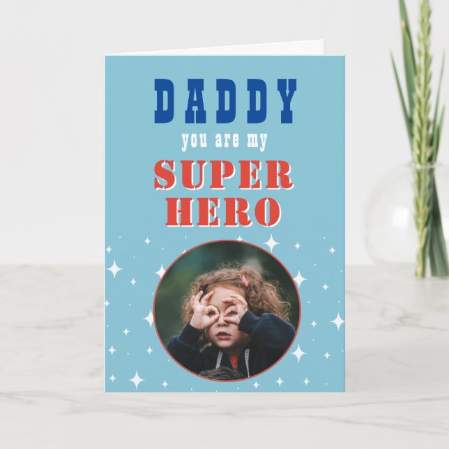 Vater mein Superhero Fun Foto Vathers Day Karte (Vorderseite)