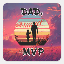 Vater, meine MVP - Mädchen und Vater Quadratischer Aufkleber