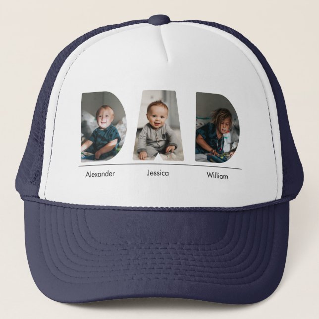 Vater mit benutzerdefinierten 3 Kindern Foto und N Truckerkappe (Vorderseite)