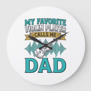 Vater mit Geige Shirt Mein Lieblingsgeiger nennt m Große Wanduhr
