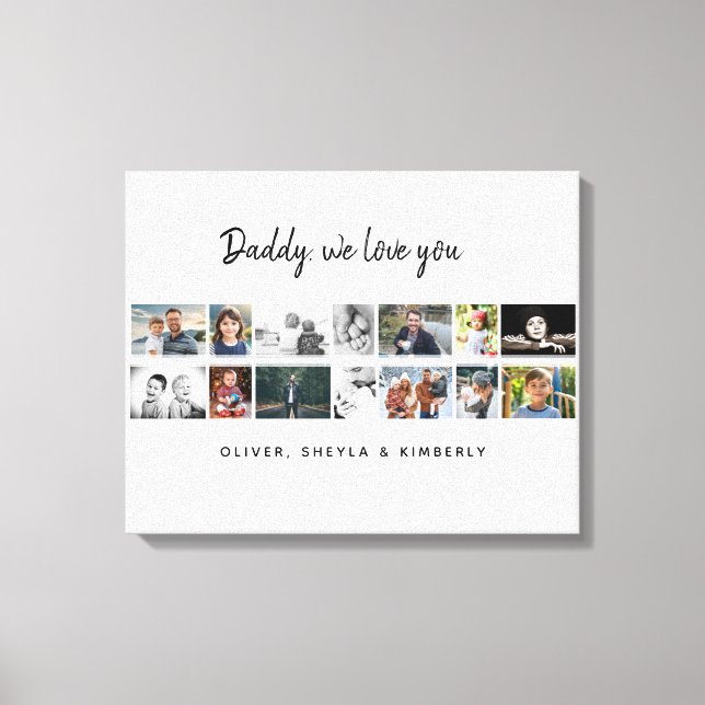 Vater mit Kindern Familie 14 Foto Collage Keepake Leinwanddruck (Vorderseite)