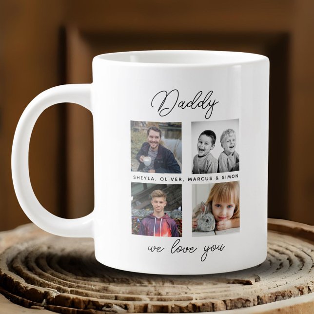 Vater mit Kindern Familie Daddy 4 FotoCollage Jumbo-Tasse (Von Creator hochgeladen)