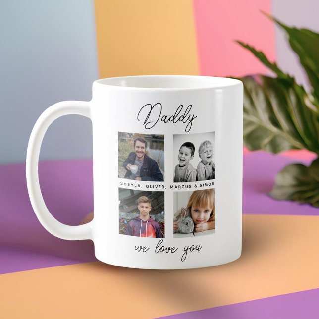Vater mit Kindern Familie Daddy 4 FotoCollage Kaffeetasse (Von Creator hochgeladen)