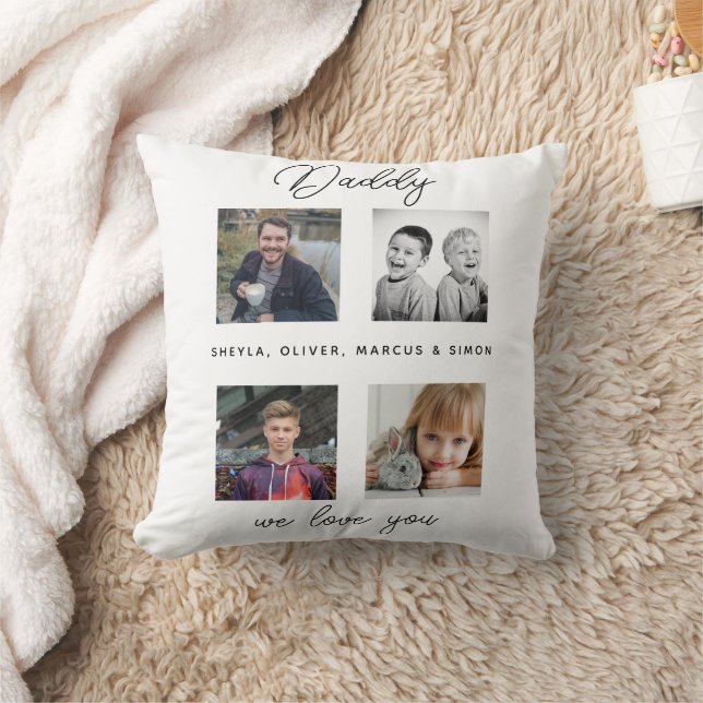 Vater mit Kindern Familie Daddy Foto Collage Kissen (Decke)
