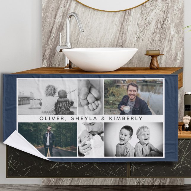 Vater mit Kindern Familie Vater 6 FotoCollage Badehandtuch (Von Creator hochgeladen)