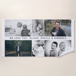Vater mit Kindern Familie Vater 6 FotoCollage Strandtuch