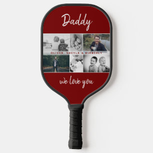 Vater mit Kindern und Familie Dad Foto-Collage Pickleball Schläger