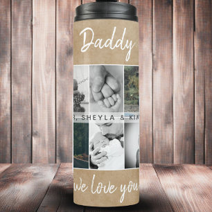 Vater mit Kindern und Familie Papa 6 Foto-Collage Thermosbecher