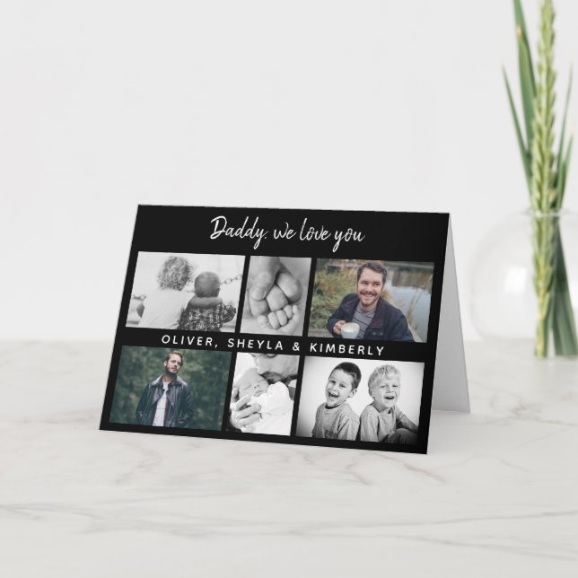 Vater mit Kindern und Vater 6 Foto Karte (Vorderseite)