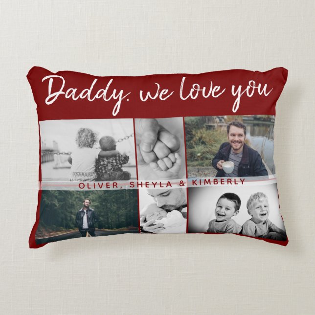 Vater mit Kindern und Vater 6 FotoCollage Dekokissen (Vorderseite)
