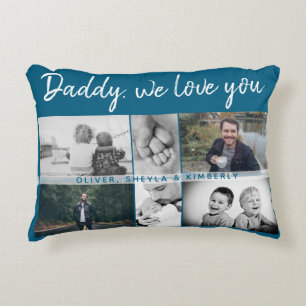 Vater mit Kindern und Vater 6 FotoCollage Dekokissen