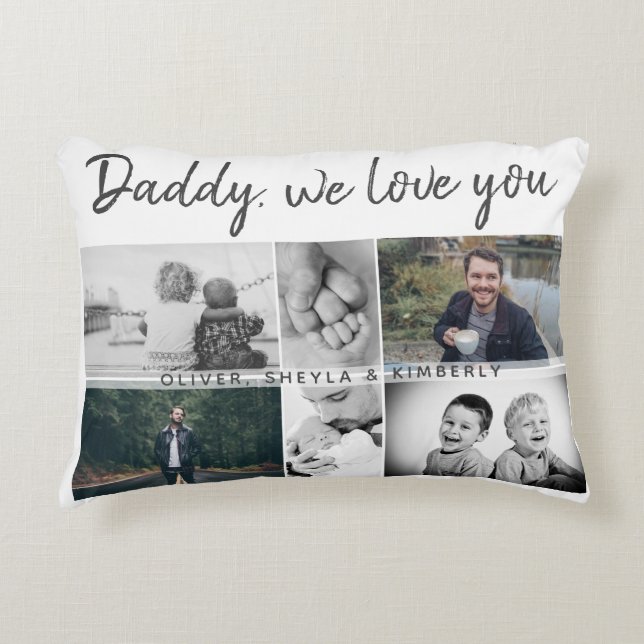 Vater mit Kindern und Vater 6 Fotosammlung Dekokissen (Vorderseite)