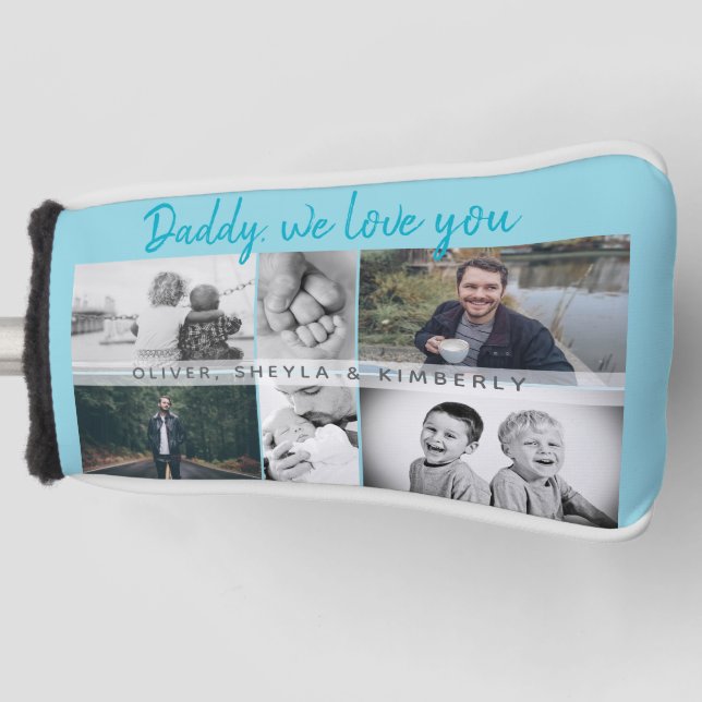 Vater mit Kindern und Vater Collage Golf Headcover (Vorderseite)