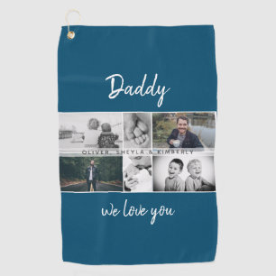 Vater mit Kindern und Vater FotoCollage Golfhandtuch