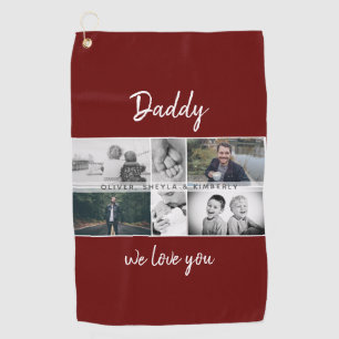 Vater mit Kindern und Vater FotoCollage Golfhandtuch