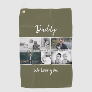 Vater mit Kindern und Vater FotoCollage Golfhandtuch