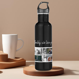 Vater mit Kindern Vater 14 FotoCollage Edelstahlflasche