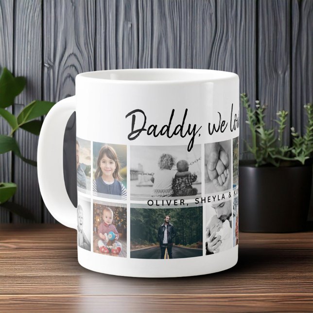 Vater mit Kindern Vater 14 FotoCollage Jumbo-Tasse (Von Creator hochgeladen)