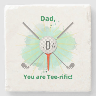 Vater Mit Monogramm Golfball und T-Shirt Stone U Steinuntersetzer