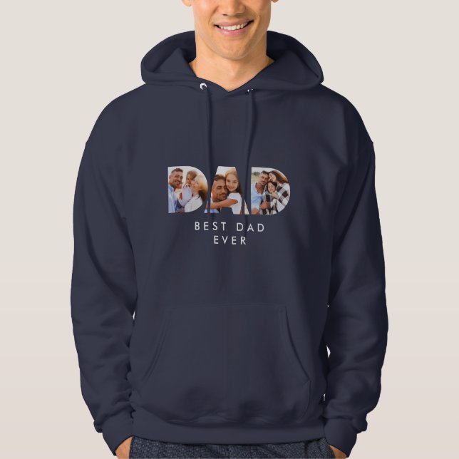 Vater Multi-Foto moderne Typografie Kindergeschenk Hoodie (Vorderseite)