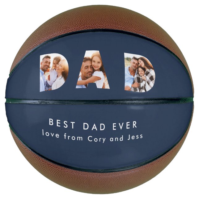 Vater MultiFoto Typografie Marine Blau moderne Basketball (Vorderseite)