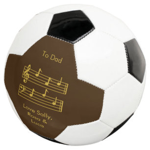 VATER MUSIC LOVER TREBLE BASS CLEF BROWN GOLD TEXT FUßBALL