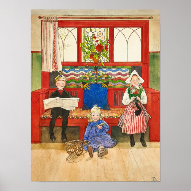 Vater, Mutter und Kind, 1906 von Carl Larsson Poster (Vorne)