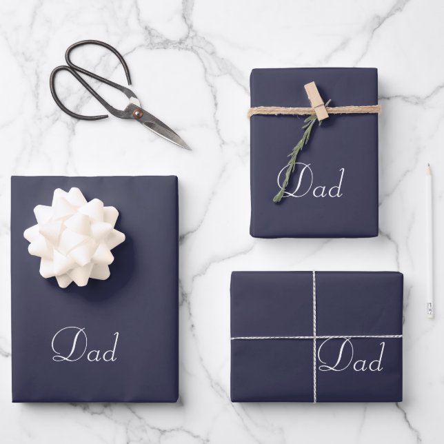 Vater Navy Blauer Vater Tag Geschenkpapier Set (Vorderseite)