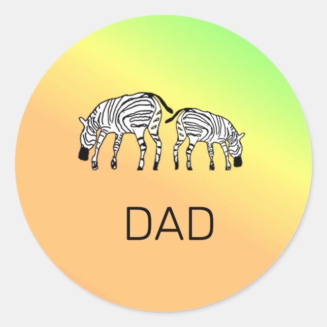 Vater, Niedlich Happy Kenyan Zebras Runder Aufkleber (Vorderseite)