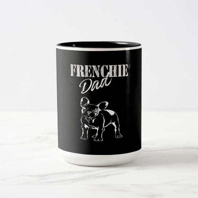 Vater Niedlicher französischer Bulldoggen Zweifarbige Tasse (Mittel)
