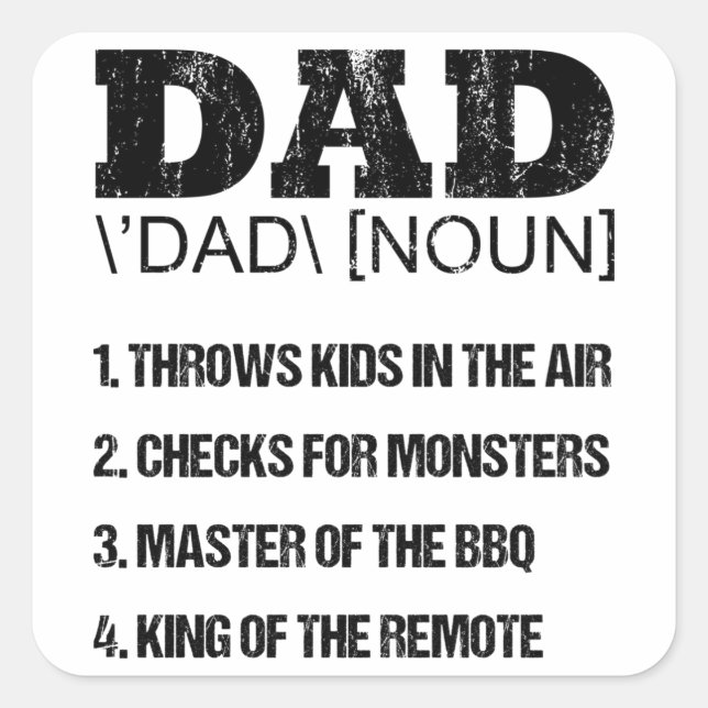 VATER NOUN Vathers Day Daddy Birthday Vater Quadratischer Aufkleber (Vorderseite)