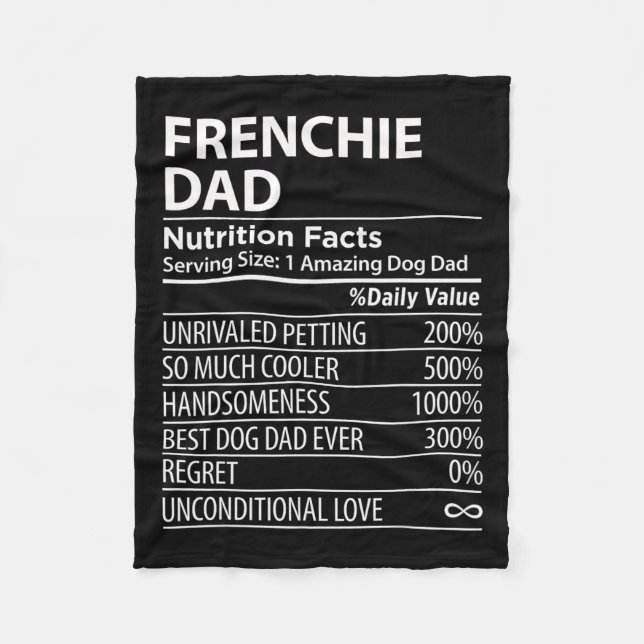 Vater Nutrition Facts Frenchie Dog Owner Fleecedecke (Vorderseite)