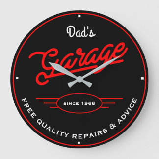Vater oder eine beliebige Namensgarage Retro Rot u Große Wanduhr