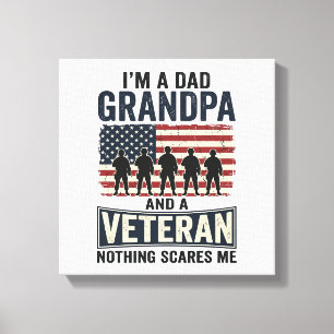 Vater Opa Veteran Patriotisches Vintage-Shirt-Desi Leinwanddruck