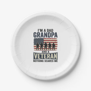 Vater Opa Veteran Patriotisches Vintage-Shirt-Desi Pappteller