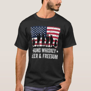 Vater Opa Veteran US Flag Guns Whiskey Beer Free T-Shirt